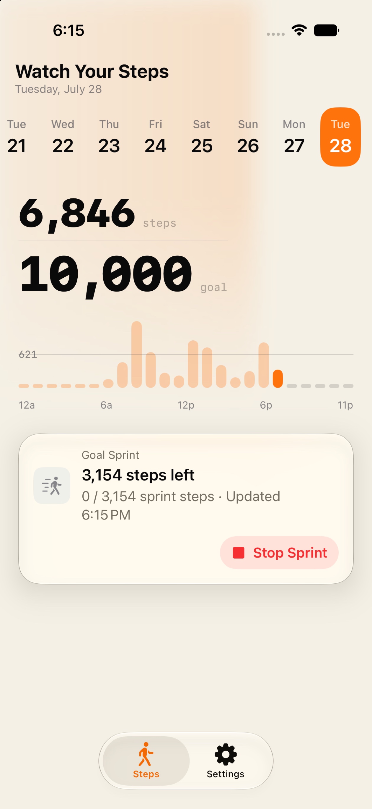 An active Goal Sprint in Watch Your Steps